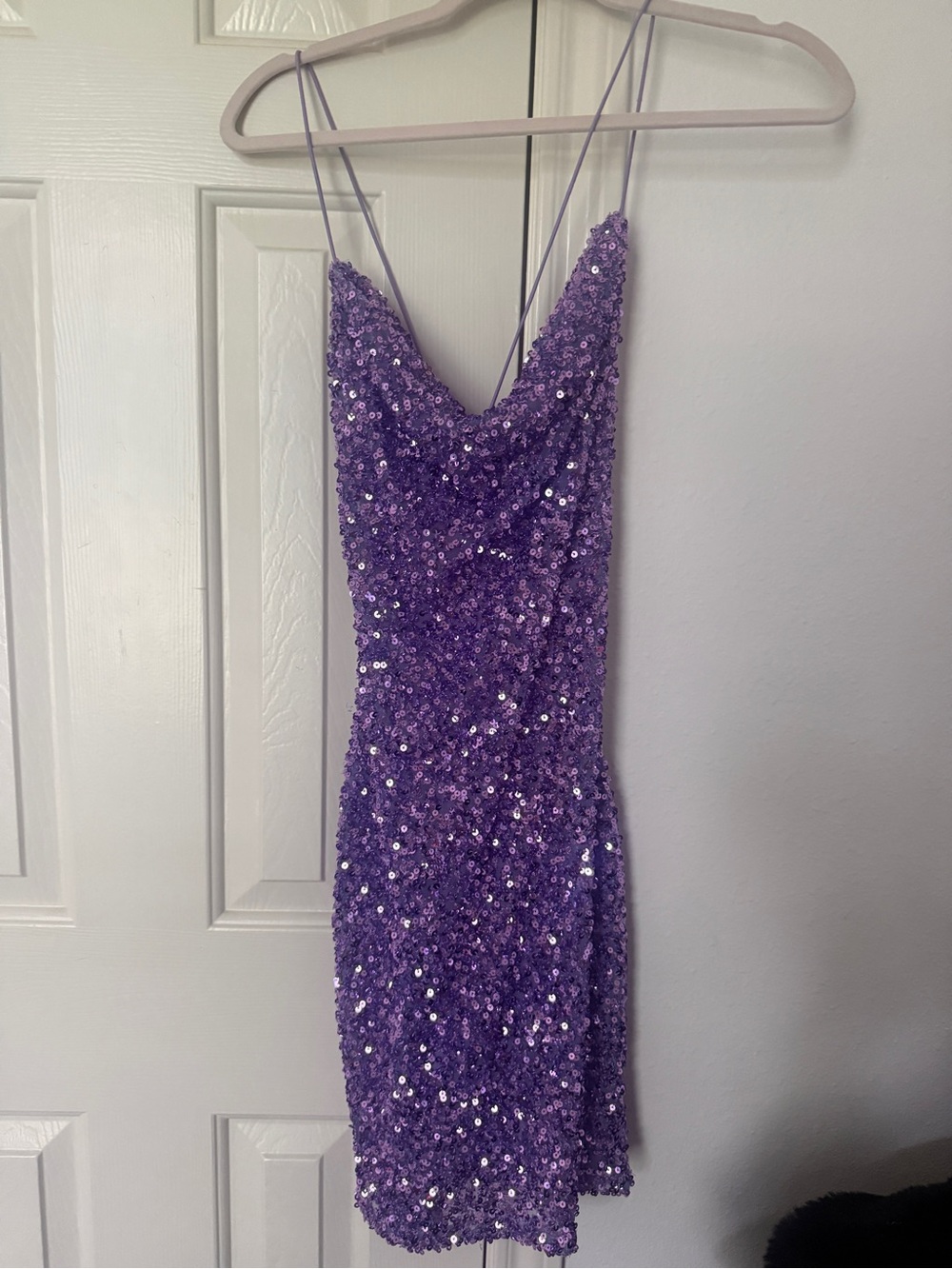 B Darlin Lavender Purple Sequin Mini Dress
